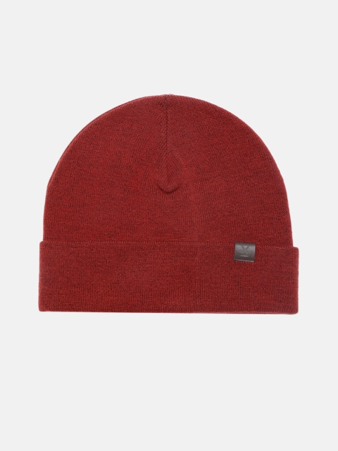 WROGN Unisex Rust-Coloured Solid Acrylic Beanie