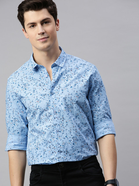 Mast & Harbour Men Blue Regular Fit Printed Casual Shirt