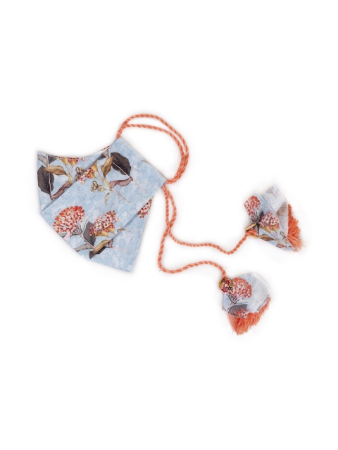 VASTRAMAY Adults Blue & Red Floral Print Reusable 3-Ply Cloth Mask - Image 4