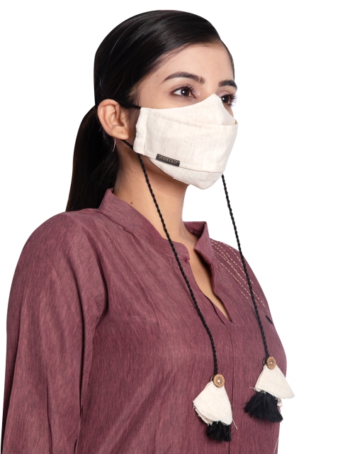 VASTRAMAY Unisex Beige 3-Ply Reusable Cloth Mask