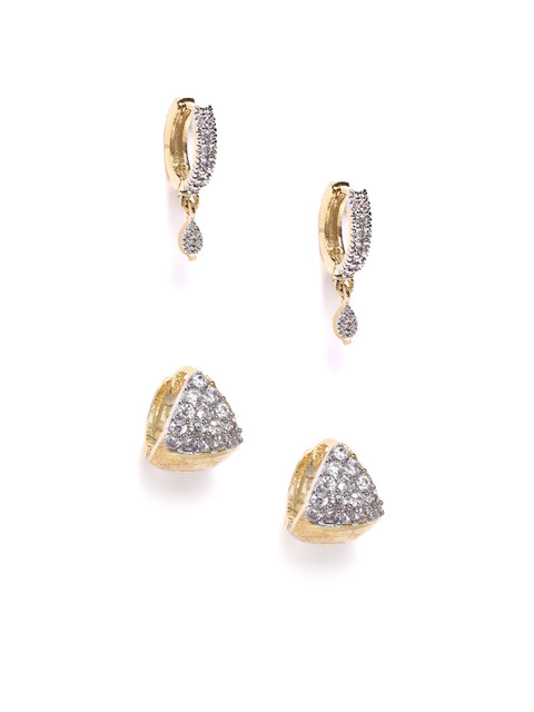 YouBella Set of 2 Gold-Plated Stone-Studded Circular Hoop Earrings