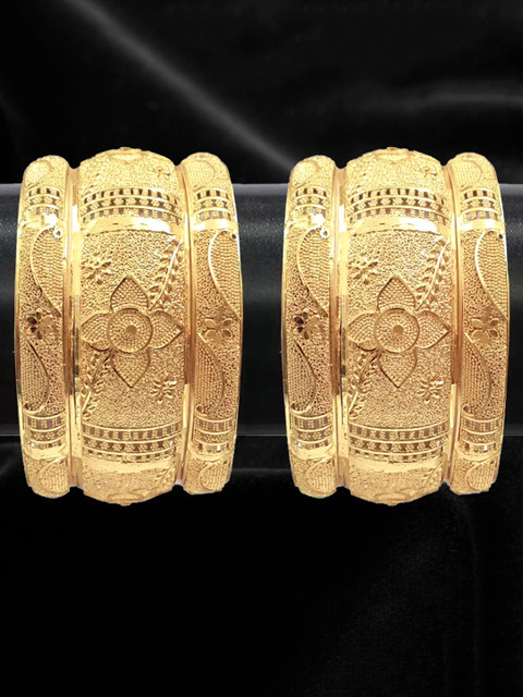 YouBella Set of 6 Gold-Plated Floral Patterned Bangles