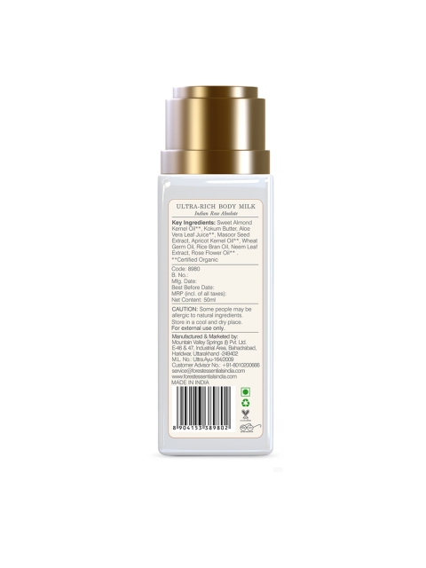 Forest Essentials Ultra-Rich Body Milk Indian Rose Absolute Natural Body Lotion - 50ml - Image 3