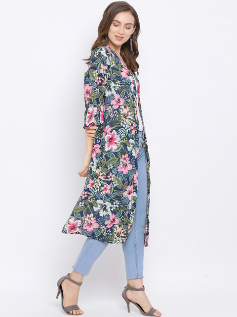 Oxolloxo Women Green Printed Open Front Shrug - Image 4