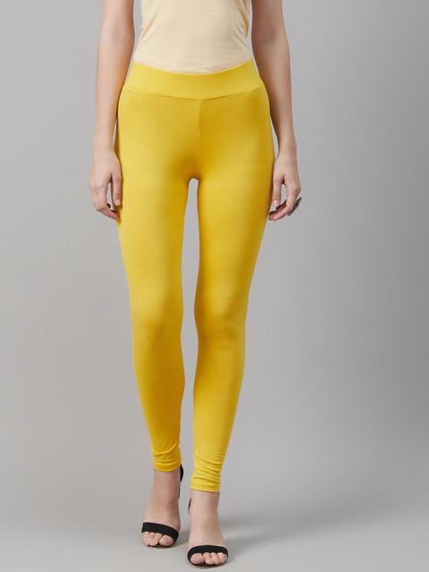 Biba Women Yellow Solid Churidar Length Leggings