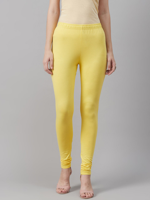 Biba Women Yellow Solid Churidar Length Leggings
