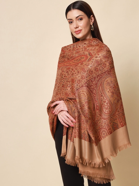 Pashmoda Women Brown & Beige Woven-Design Shawl