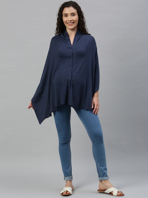 Nejo Blue Solid Dupatta Cum Nursing Wrapper - Image 5