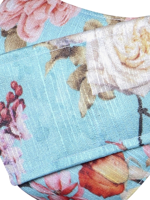 VASTRAMAY Adults Blue Floral Printed 3-Ply Reusable Cloth Mask - Image 3