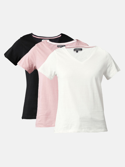 Roadster Women Pack Of 3 V-Neck T-shirts
