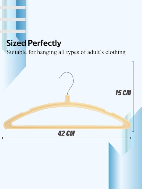 Kuber Industries Pack Of 12 Cream-Coloured Solid Plastic Hangers - Image 6
