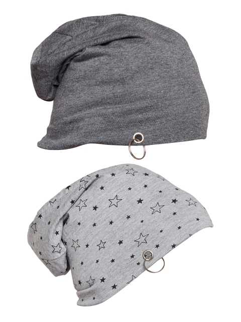 MACK JONNEY Men Set Of 2 Printed And Solid Beanies