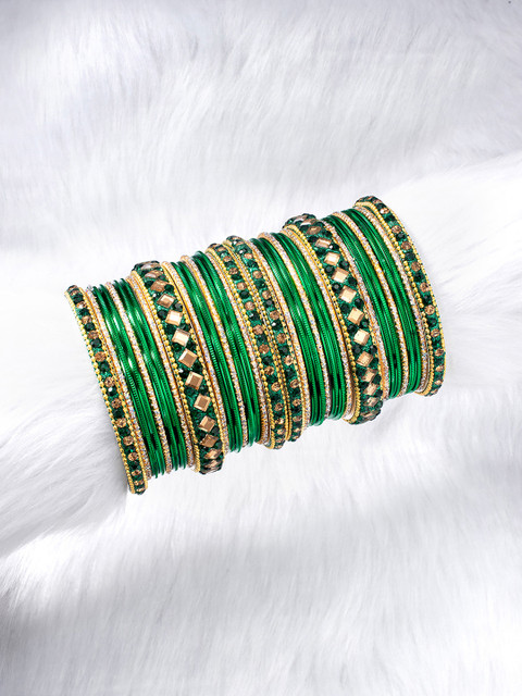 Peora Women Set of 34 Embellished Chuda Chura Bangle Set - Image 2