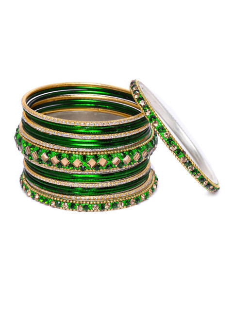 Peora Women Set of 34 Embellished Chuda Chura Bangle Set - Image 5