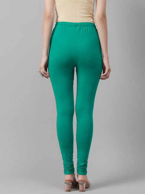 Biba Women Green Solid Churidar Length Leggings - Image 3