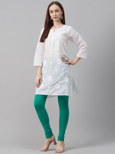 Biba Women Green Solid Churidar Length Leggings - Image 4