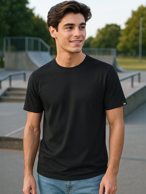 Bewakoof Men Black Pure Cotton T-shirt