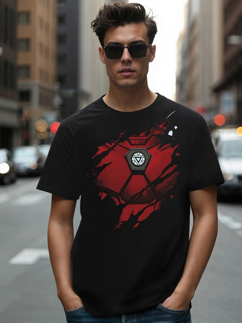 Bewakoof Official Marvel Merchandise Iron Man Of War Graphic Pure Cotton Printed T-Shirt