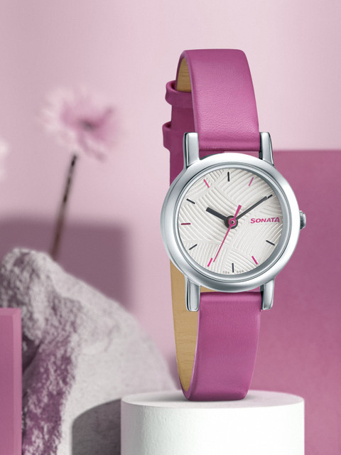 Sonata Splash Quartz Analog With White Dial Watch For Women - Nt8976sl14