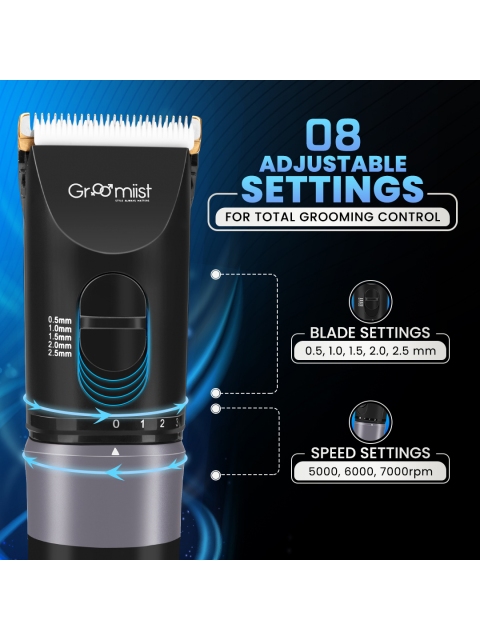 Groomiist Men Cordless Beard Trimmer Shaver120 min 5 Length Black GT-32 - Image 4