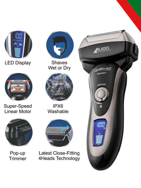 Groomiist Men Black Platinum Series Electric Corded & Cordless Shaver PS-33 - Image 3