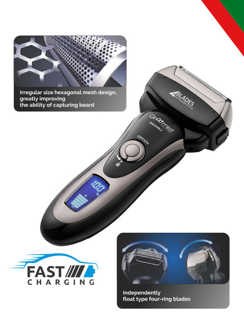 Groomiist Men Black Platinum Series Electric Corded & Cordless Shaver PS-33 - Image 4