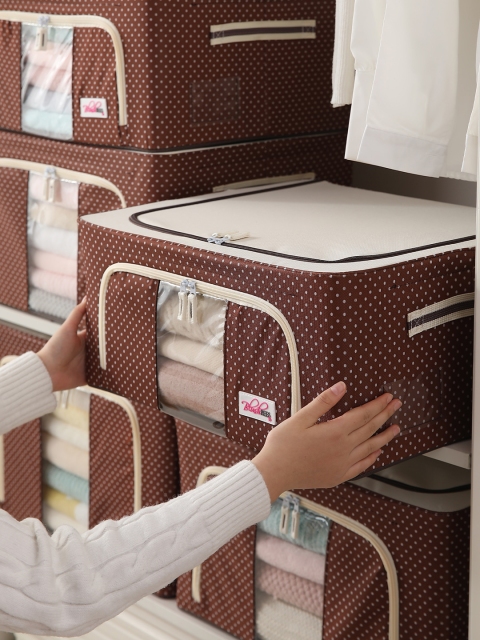 BlushBees Brown & White Polka Print Storage Box For Clothes - Image 4