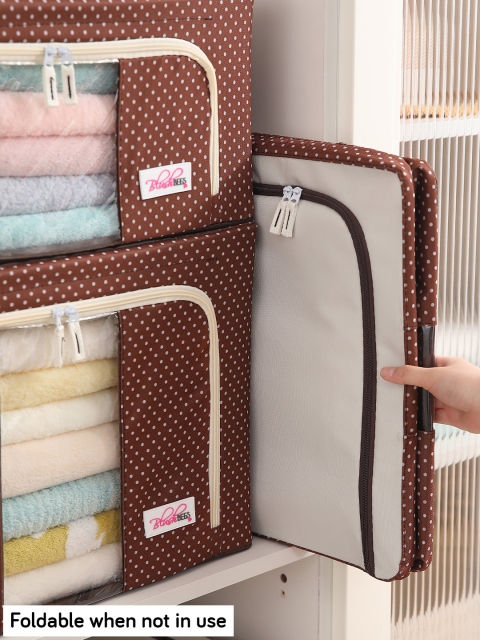 BlushBees Brown & White Polka Print Storage Box For Clothes - Image 7