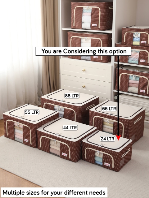 BlushBees Brown & White Polka Print Storage Box For Clothes - Image 3