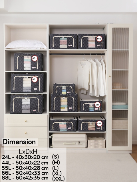 BlushBees Navy Blue & White Polka Dots Printed Multi-Utility Clothes Storage Box - Image 7