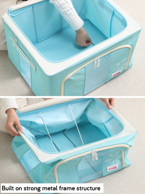 BlushBees Blue & White Floral Printed Multi-Utility Clothes Storage Box - Image 3