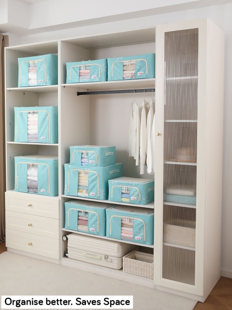 BlushBees Blue & White Floral Printed Multi-Utility Clothes Storage Box - Image 7