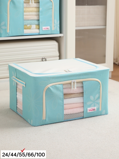 BlushBees Blue & White Floral Printed Multi-Utility Clothes Storage Box - Image 5