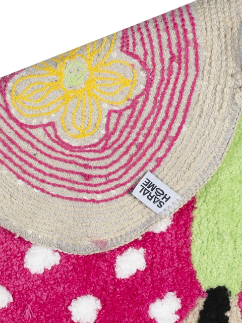 Saral Home Pink & Beige Butterfly Shape Soft Microfiber Anti Slip Floor Mat - Image 3