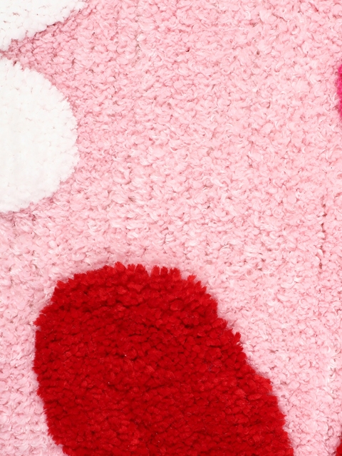 Saral Home Pink & Red Floral Self-Design Cotton Anti-Skid 110 GSM Bath Rug - Image 4