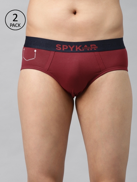 UnderJeans by Spykar Men Pack of 2 Maroon Solid Briefs 8907966428553
