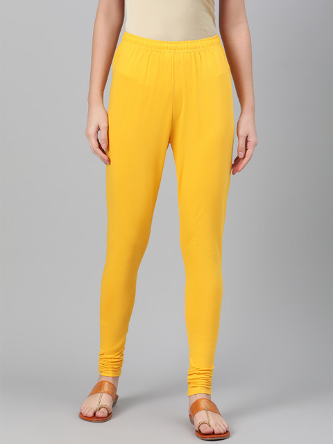 Biba Women Mustard Yellow Solid Churidar-Length Leggings