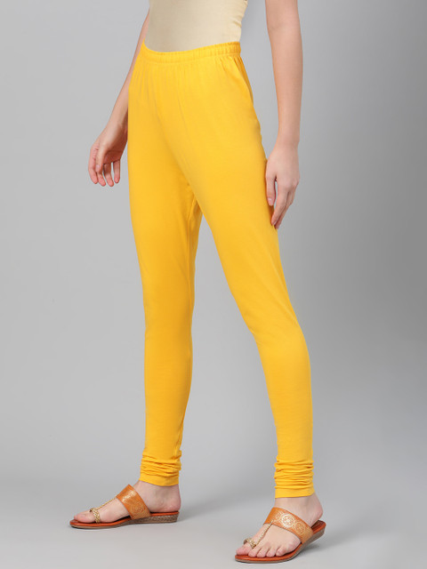Biba Women Mustard Yellow Solid Churidar-Length Leggings - Image 2