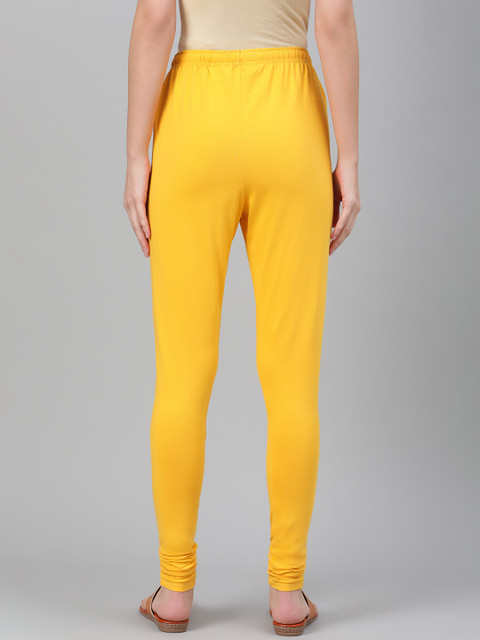 Biba Women Mustard Yellow Solid Churidar-Length Leggings - Image 3