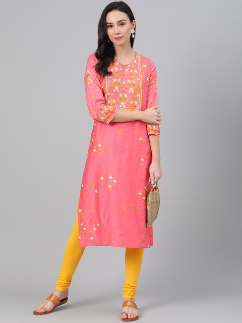 Biba Women Mustard Yellow Solid Churidar-Length Leggings - Image 4