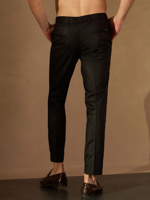 DENNISON Men Black Smart Tapered Fit Formal Trousers - Image 3