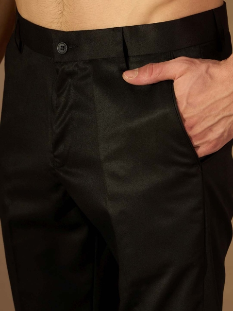 DENNISON Men Black Smart Tapered Fit Formal Trousers - Image 6