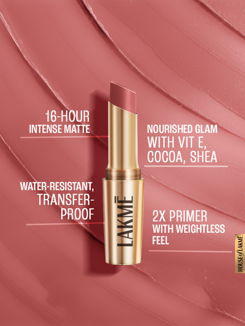 Lakme 9to5 Powerplay Priming Matte Lipstick 3.6g - Lasts 16hrs - Blushing Nude - Image 4