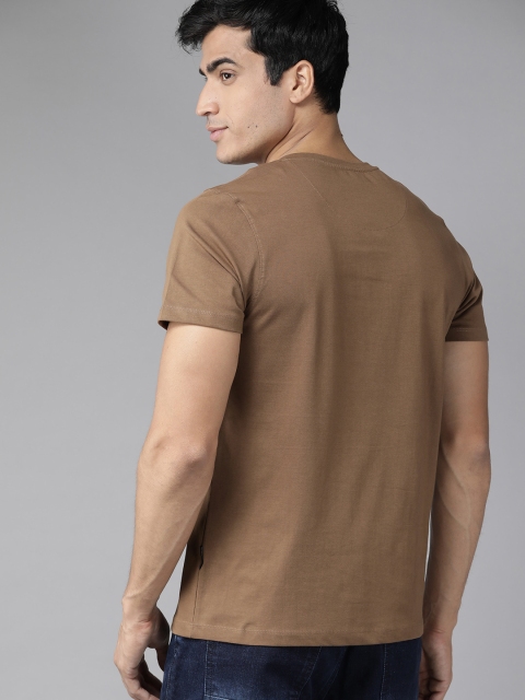 The Roadster Lifestyle Co Men Pack of 2 Black Olive Brown Solid V-Neck Cotton Pure Cotton T-shirt - Image 4