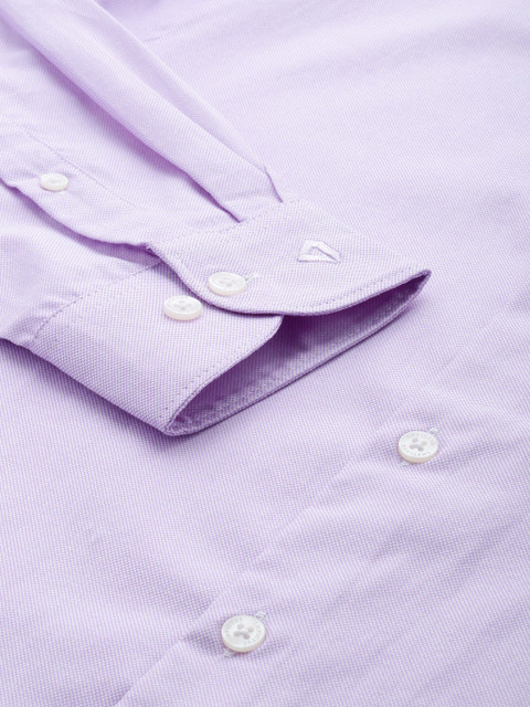 INVICTUS Men Easy Care Lavender Self Design Smart Sustainable Formal Shirt - Image 4