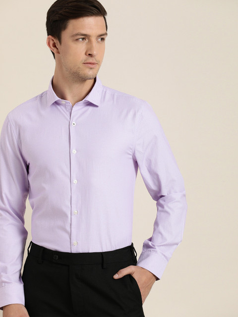 INVICTUS Men Easy Care Lavender Self Design Smart Sustainable Formal Shirt - Image 2