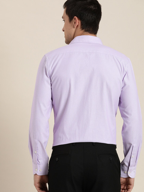 INVICTUS Men Easy Care Lavender Self Design Smart Sustainable Formal Shirt - Image 6