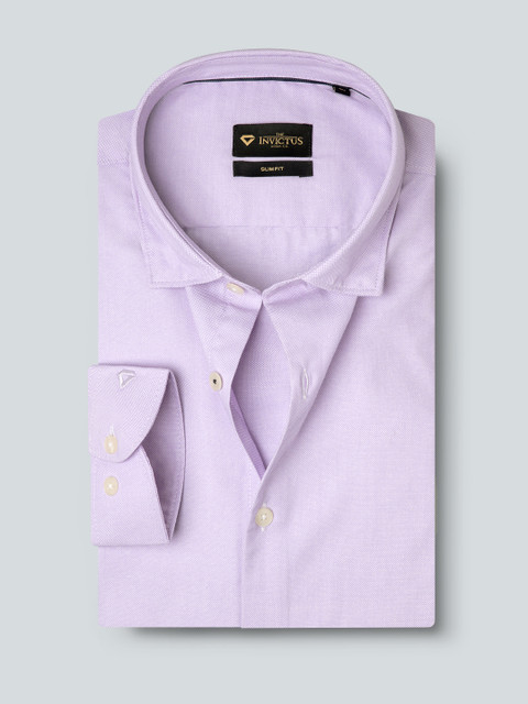 INVICTUS Men Easy Care Lavender Self Design Smart Sustainable Formal Shirt