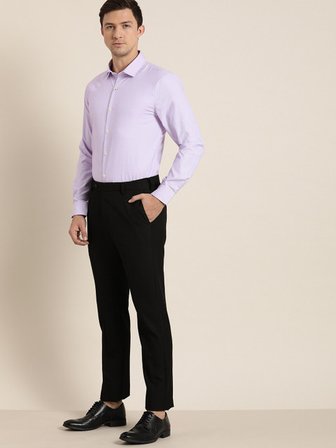 INVICTUS Men Easy Care Lavender Self Design Smart Sustainable Formal Shirt - Image 7