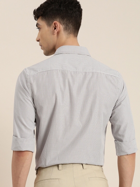 INVICTUS Men Easy Care White & Brown Checked Formal Shirt - Image 6